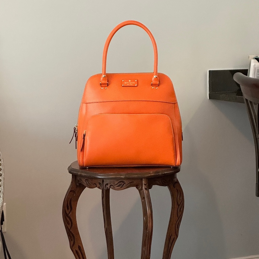 🧡 Kate Spade New York Orange Leather Satchel/ Weekender🧡